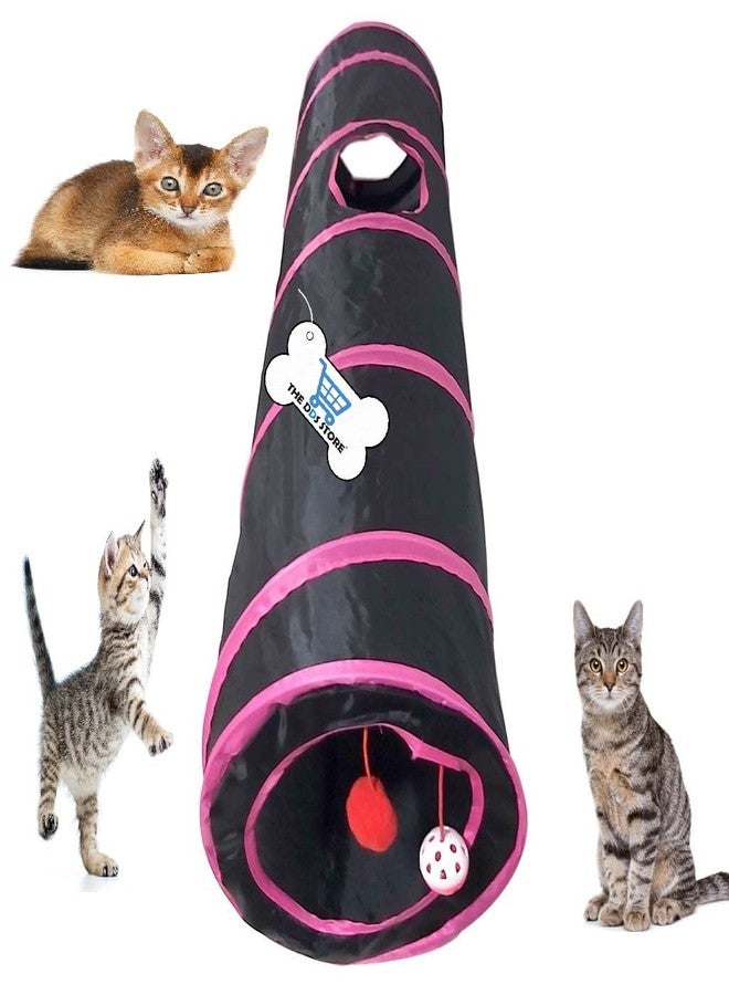THE DDS STORE 2 Way Cat Tunnel, Collapsible Pet Toy Tunnel Ball Cat, Puppy, Kitty, Kitten, Rabbit- 1 Piece (Color May Vary) - Image 1